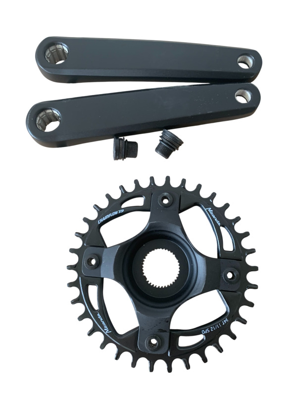 Crankset Delta 170Q:8 (L+R) Isis Black mate w/36T CF3D w/GXU Spider CL53 w/M15