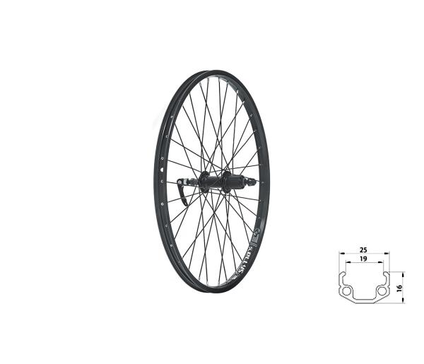 Zapletené kolo zadní KLS WASPER CASSETTE V-brake R, 24", black