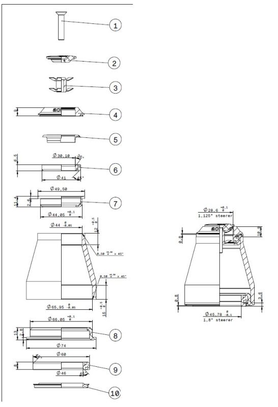 310.02.677 - H/parts ACROS AZA-677 ZS44/28,6/OD50-ZS66/46/OD74