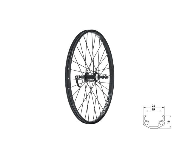 Zapletené kolo zadní KLS WASPER FREEWHEEL V-brake R, 24", black